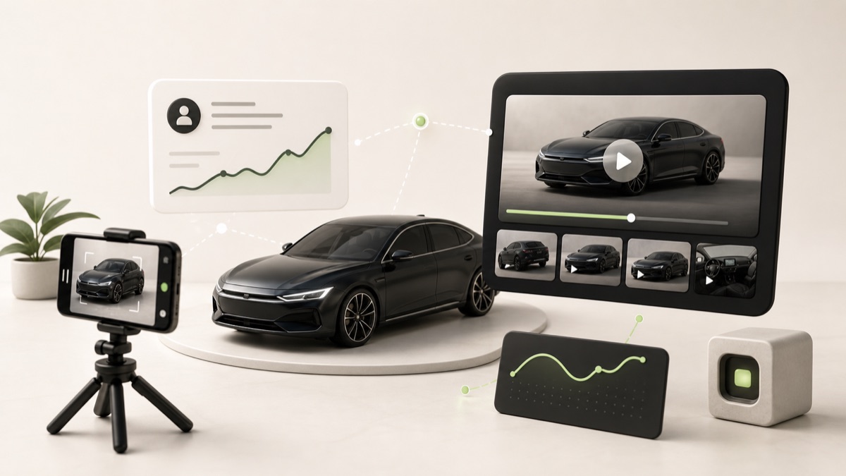 二手车 AI 账号诊断与数字人视频生成场景